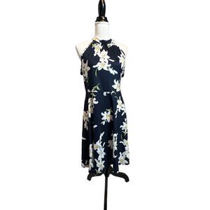 Size X-Large 95%cotton 5% spandex navy blue floral summer spring picnic size XL